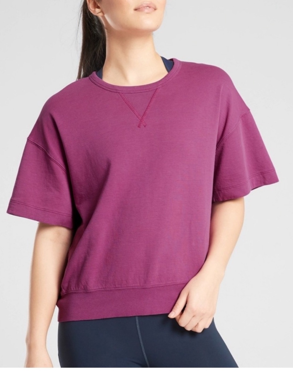 NWT athleta magnolia purple modern sundown sweatshirt short sleeve t-shirt
